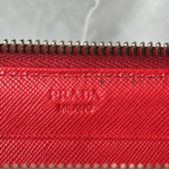 Prada Red Saffiano Long Zipper Wallet EUC - Picture 6 of 15